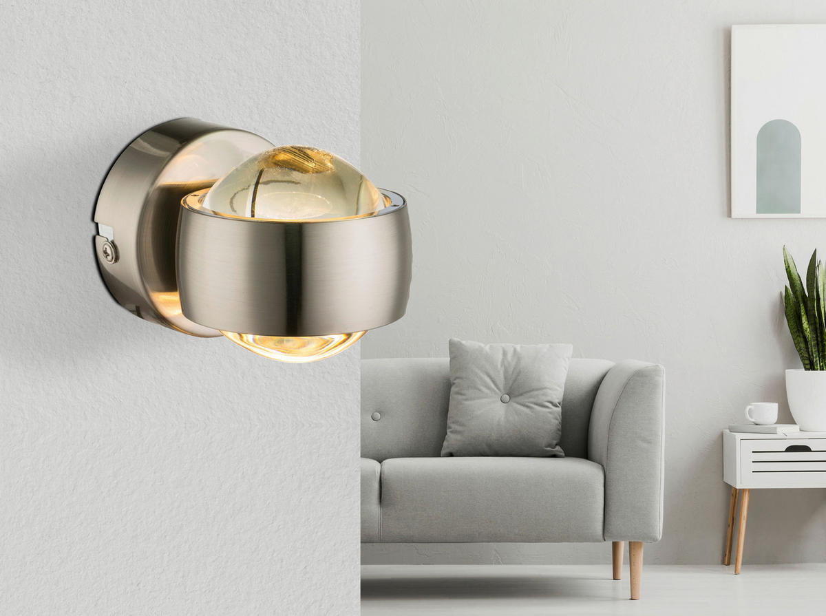GLOBO LED-Wandleuchte nickel matt Metall Glas B/H/L: ca. 7,5x7x10 cm 2 Brennstellen RANDI - nickel matt (10,00/7,50/7,00cm) - GLOBO