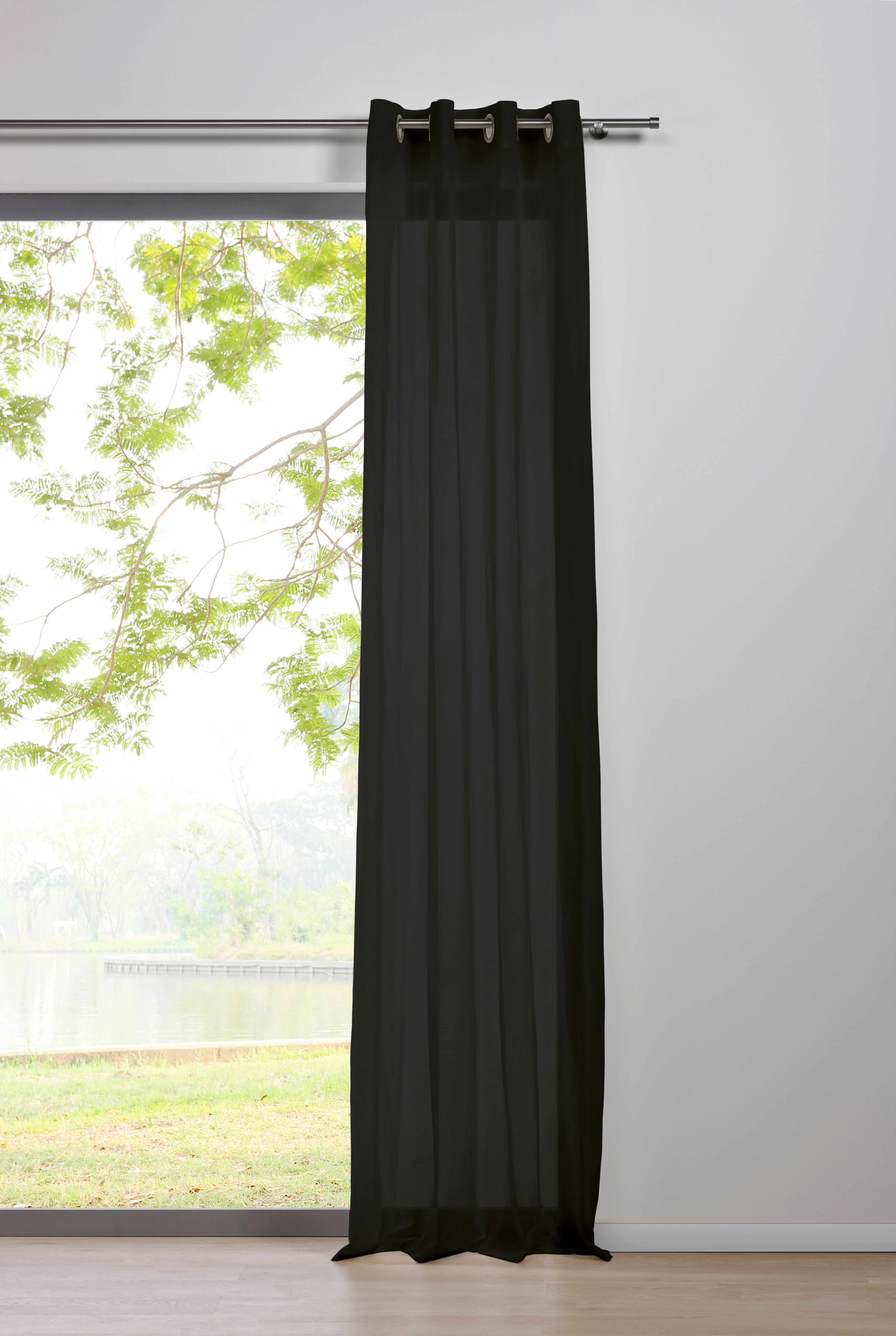 Ösenvorhang PURE schwarz B/L: ca. 135x245 cm PURE - schwarz (135,00/245,00cm)