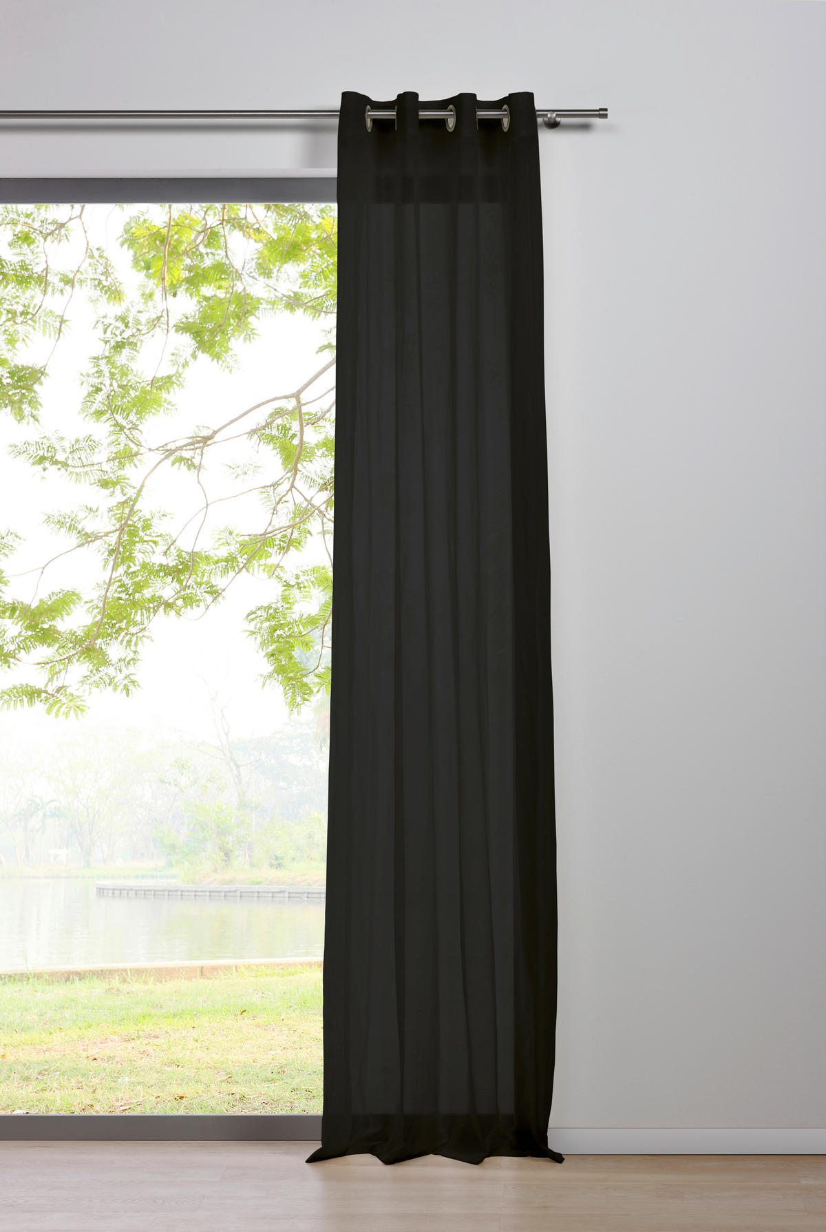 Ösenvorhang PURE schwarz B/L: ca. 135x245 cm PURE - schwarz (135,00/245,00cm)