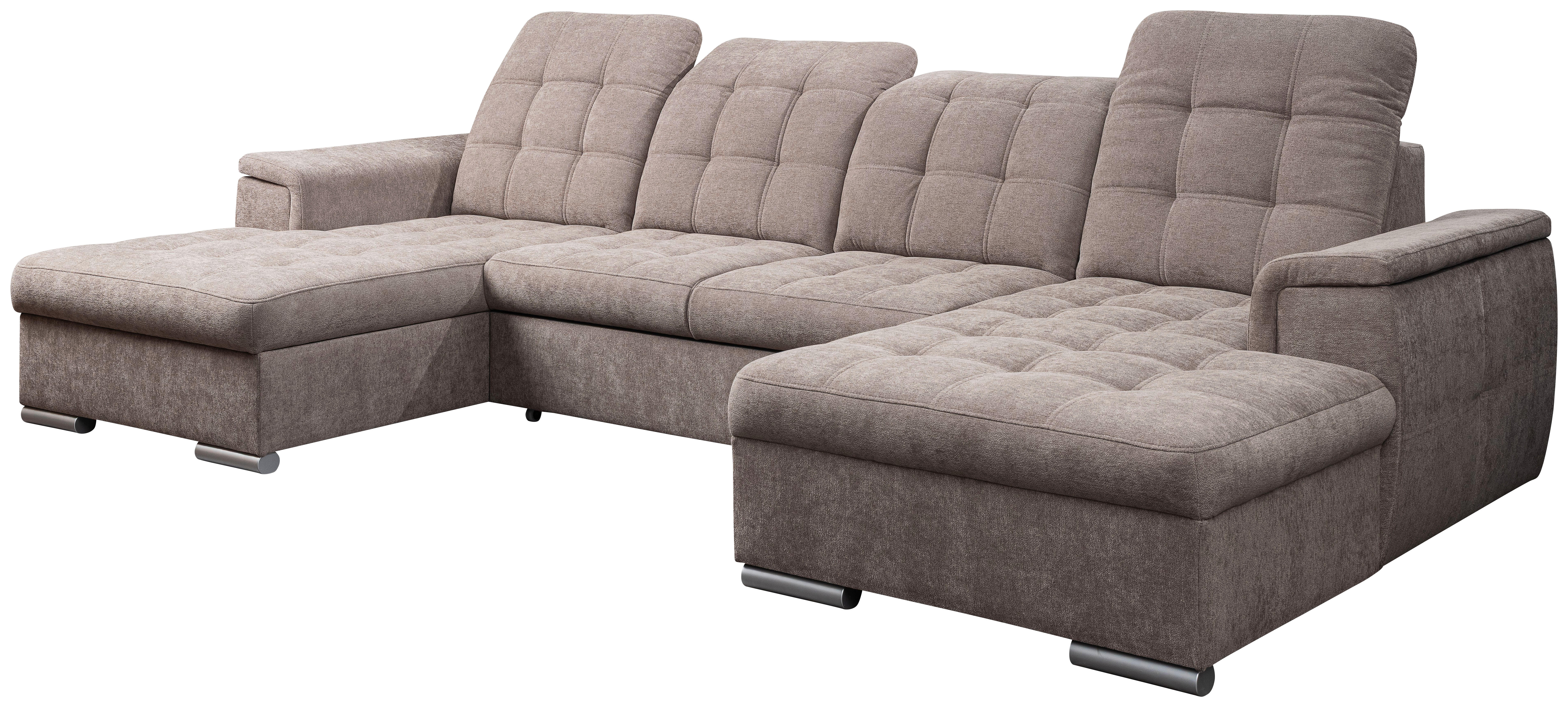 Wohnlandschaft Nadja stone Microfaser B/H/T: ca. 330x105x174 cm Nadja - schwarz/stone (330,00/105,00/174,00cm)