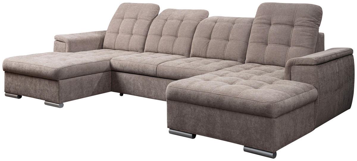 Wohnlandschaft Nadja stone Microfaser B/H/T: ca. 330x105x174 cm Nadja - schwarz/stone (330,00/105,00/174,00cm)