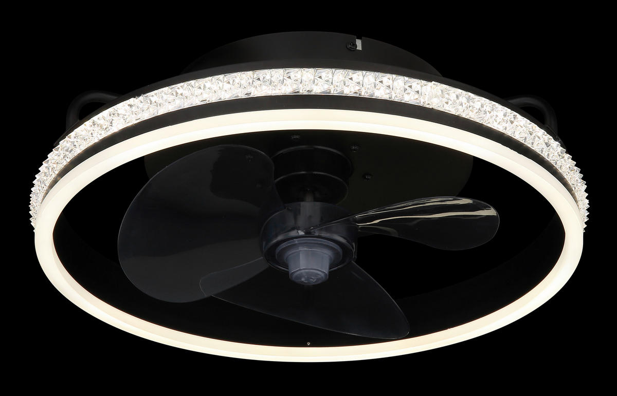 GLOBO Deckenventilator transparent schwarz H/D: ca. 14,5x40 cm max. 29 W CATALEYA - schwarz/transparent (40,00/14,50cm) - GLOBO
