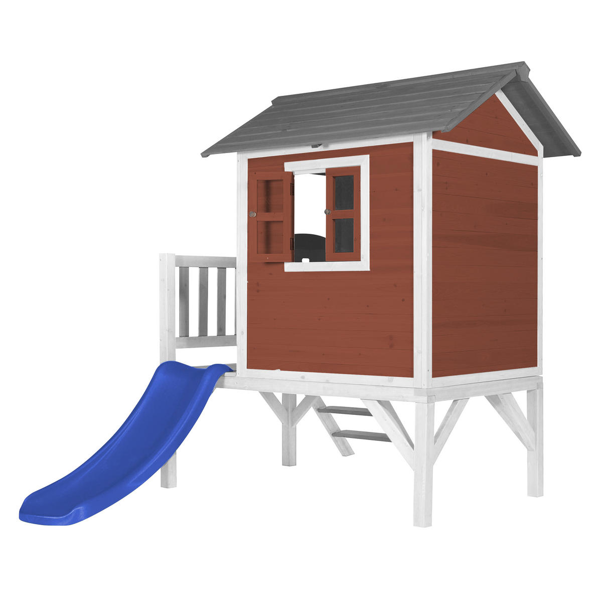 AXI Spielhaus Lodge XL rot B/H/T: ca. 240x189x167 cm Lodge XL - blau/weiß (240,00/189,00/167,00cm) - AXI
