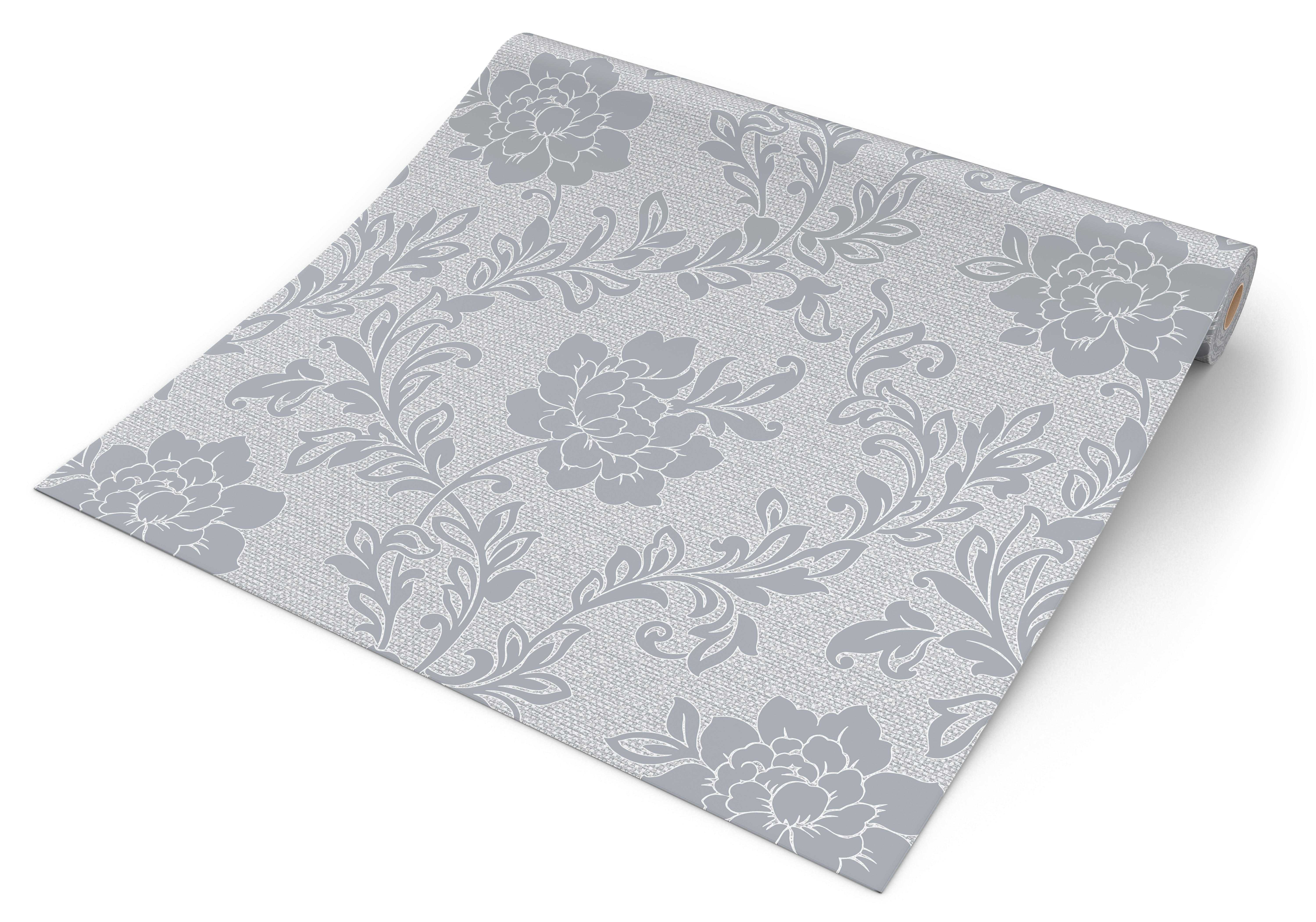 Vinyltapete Blumenranke grau dunkelgrau B/L: ca. 53x1005 cm Vinyltapete_A75109 - dunkelgrau/grau (53,00/1005,00cm)