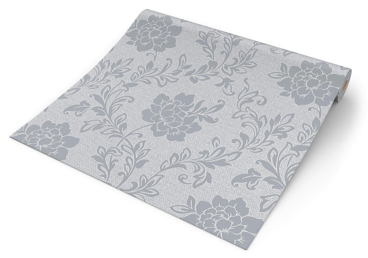 Vinyltapete Blumenranke grau dunkelgrau B/L: ca. 53x1005 cm Vinyltapete_A75109 - dunkelgrau/grau (53,00/1005,00cm)