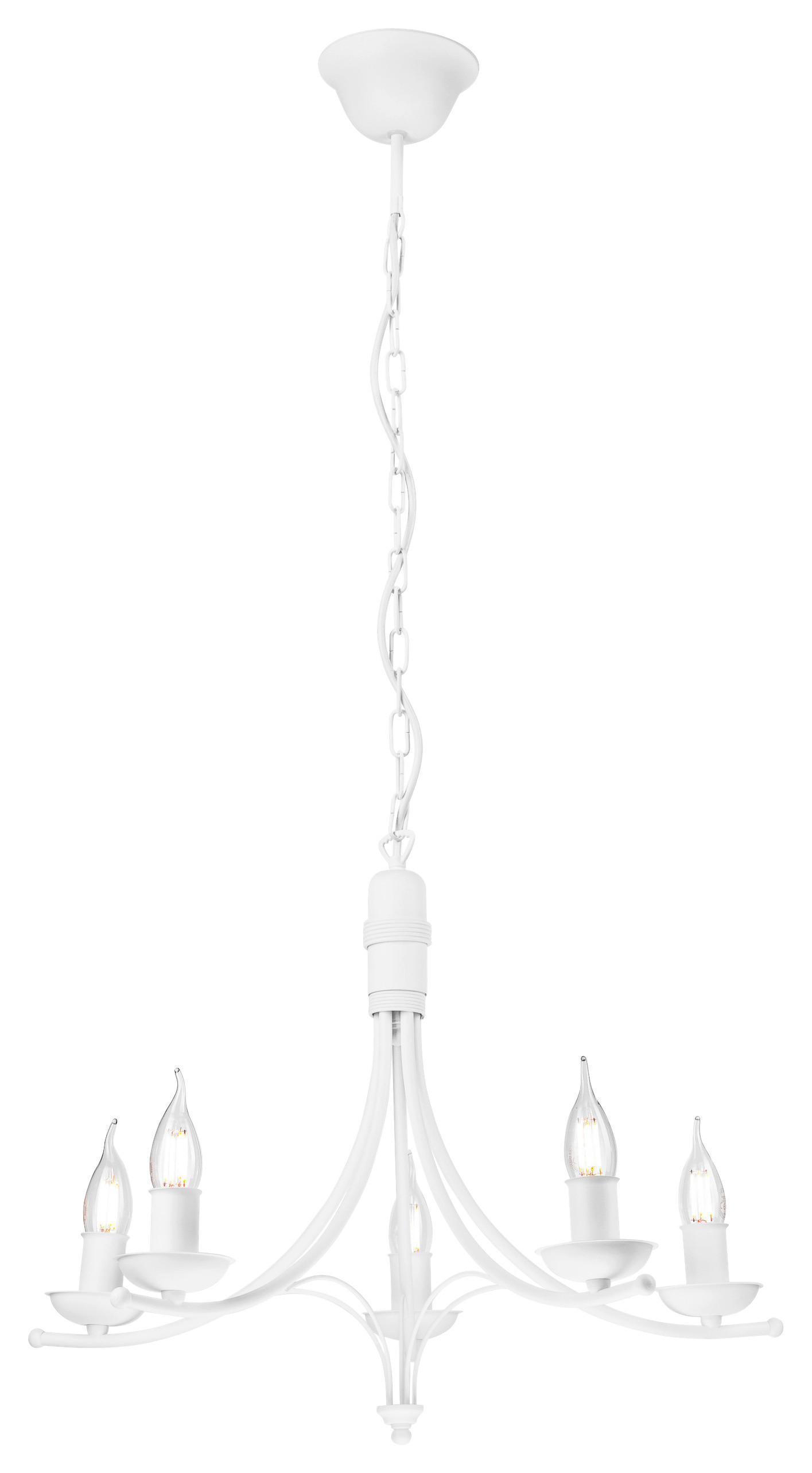 Lamkur Pendelleuchte LUCY 44163 weiß Stahl H/L: ca. 100x58 cm E14 5 Brennstellen Lucy - weiß (58,00cm) - Lamkur