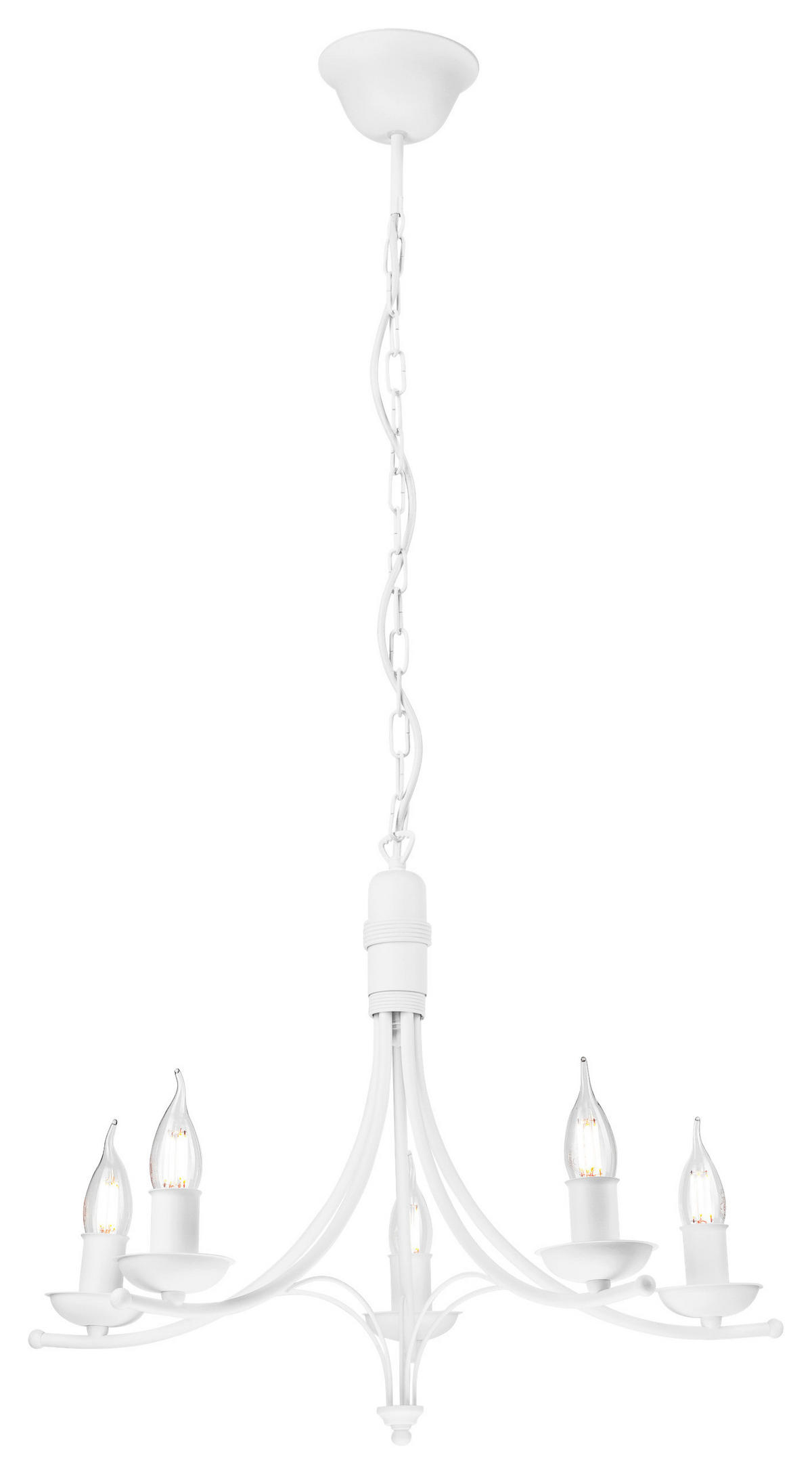 Lamkur Pendelleuchte LUCY 44163 weiß Stahl H/L: ca. 100x58 cm E14 5 Brennstellen Lucy - weiß (58,00cm) - Lamkur