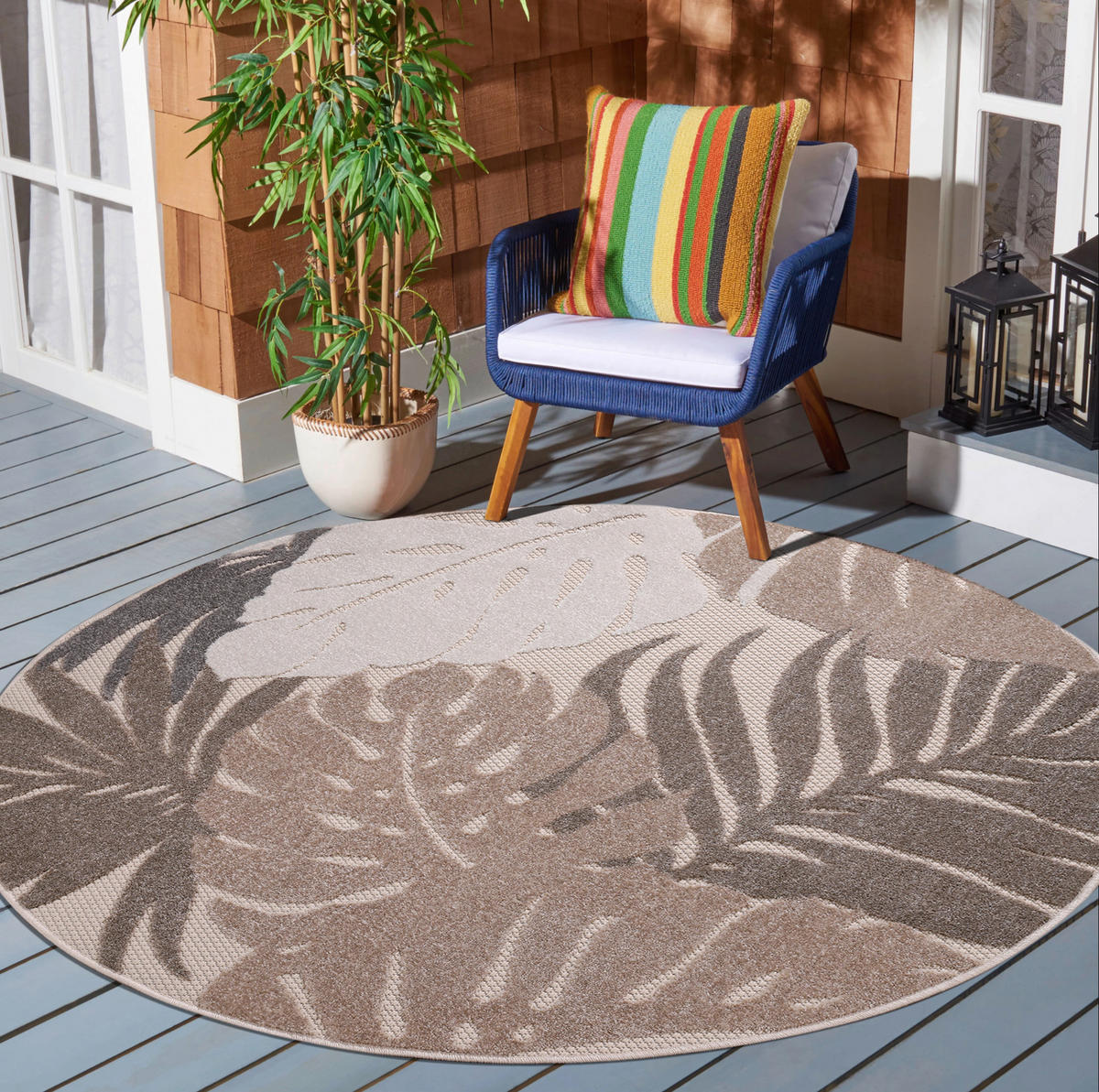 Sanat Outdoorteppich FLORAL beige B/L: ca. 150x150 cm FLORAL - beige (150,00/150,00cm) - Sanat