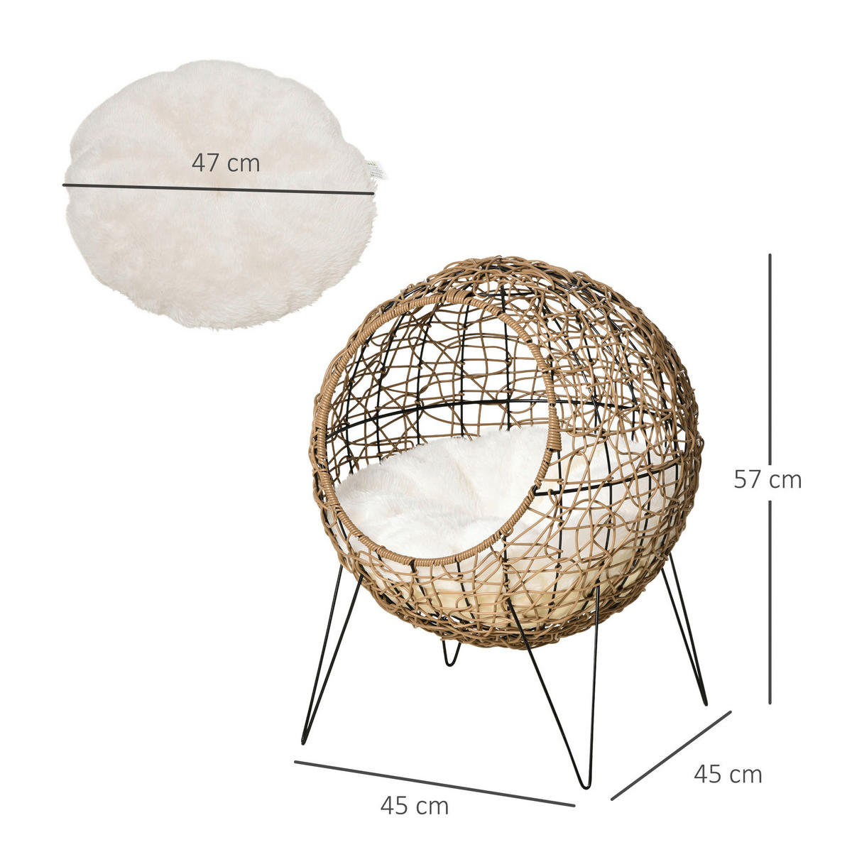 PawHut Katzenhaus natur Kunststoff B/H/L: ca. 45x57x45 cm Katzenhaus - natur (45,00/45,00/57,00cm) - PawHut