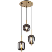 GLOBO Pendelleuchte messing Metall Glas H/D: ca. 120x46 cm 3.0 Brennstellen 15345-3MM - messing (46,00/120,00cm) - GLOBO