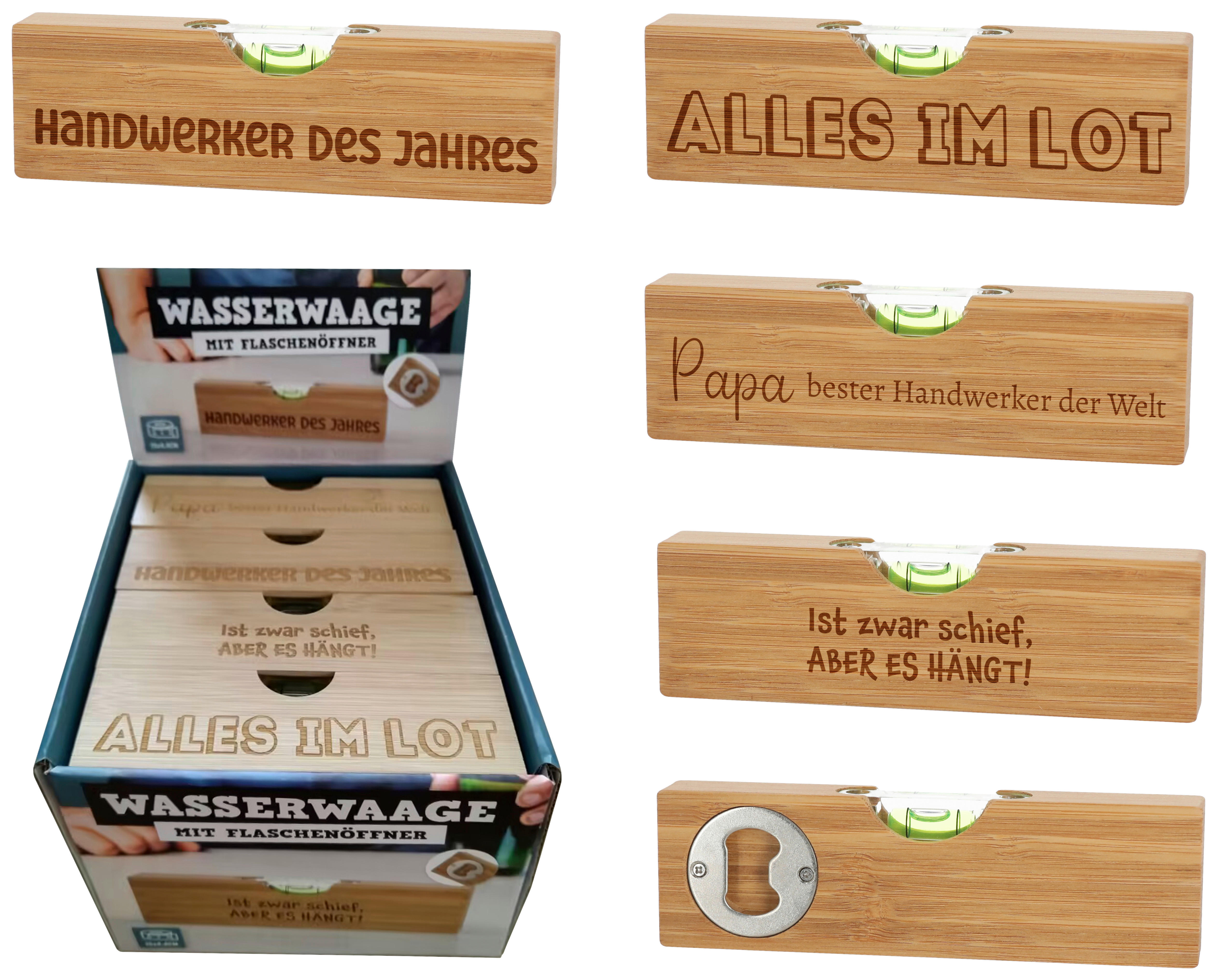 Geschenkartikel Wasserwaage_Spruch