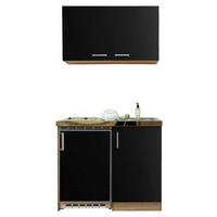 Respekta Miniküche 100 schwarz matt B/H/T: ca. 100x200x60 cm 100 - Eiche/schwarz (100,00/200,00/60,00cm) - Respekta