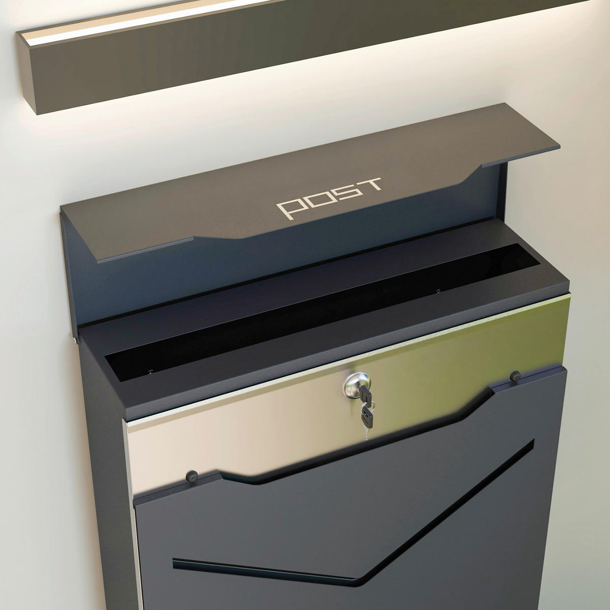 HOMCOM Briefkasten dunkelgrau B/H/L: ca. 10,5x37x37 cm Briefkasten - dunkelgrau (37,00/10,50/37,00cm) - HOMCOM