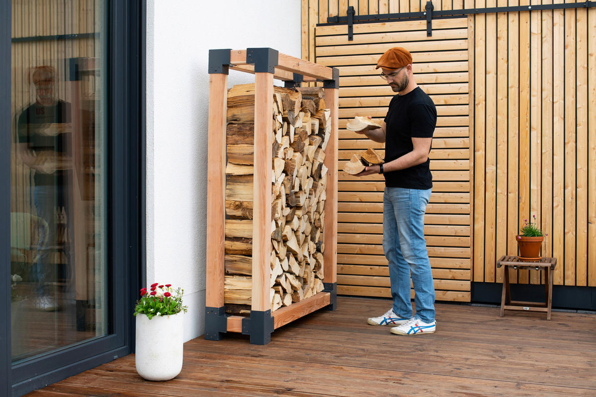 Westmann Kaminholzregal Michel natur B/H/L: ca. 40x180x138 cm Michel - natur (138,00/40,00/180,00cm) - Westmann