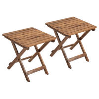 Outsunny Garten-Beistelltisch 2er-Set teak Akazie B/H/L: ca. 45x45x45 cm Garten-Beistelltisch 2er-Set - teak (45,00/45,00/45,00cm) - Outsunny