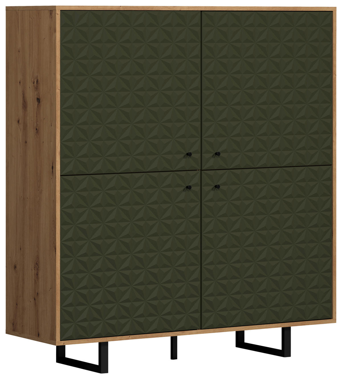 Highboard Sentra Eiche Artisan Nachbildung grün dunkel B/H/T: ca. 124x136x40 cm Sentra - Eiche/grün (124,00/136,00/40,00cm) - Trendteam