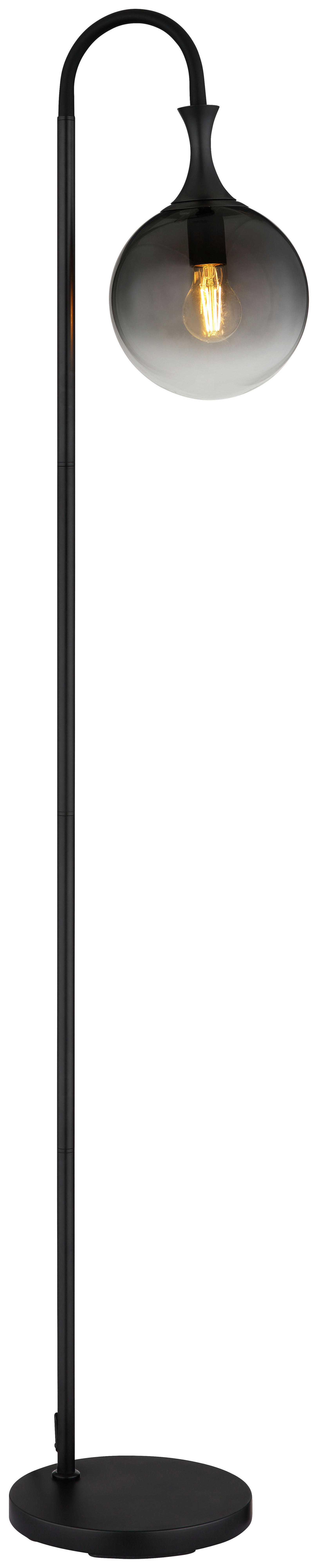 GLOBO Stehleuchte mattschwarz Rauch Kunststoff Metall Glas B/H/T: ca. 29x152x25 cm E27 1 Brennstellen DALTON - mattschwarz/Rauch (29,00/152,00/25,00cm) - GLOBO