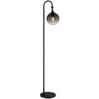 GLOBO Stehleuchte mattschwarz Rauch Kunststoff Metall Glas B/H/T: ca. 29x152x25 cm E27 1 Brennstellen DALTON - mattschwarz/Rauch (29,00/152,00/25,00cm) - GLOBO