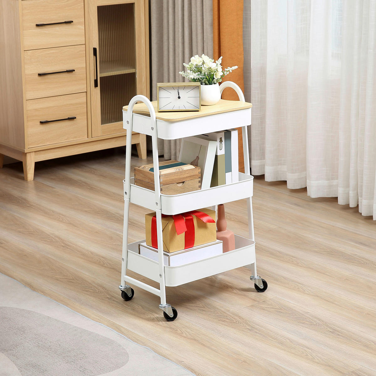 HOMCOM Küchenwagen weiß Edelstahl B/H/L: ca. 31x45x79,4 cm Küchenwagen - weiß (79,40/31,00/45,00cm) - HOMCOM
