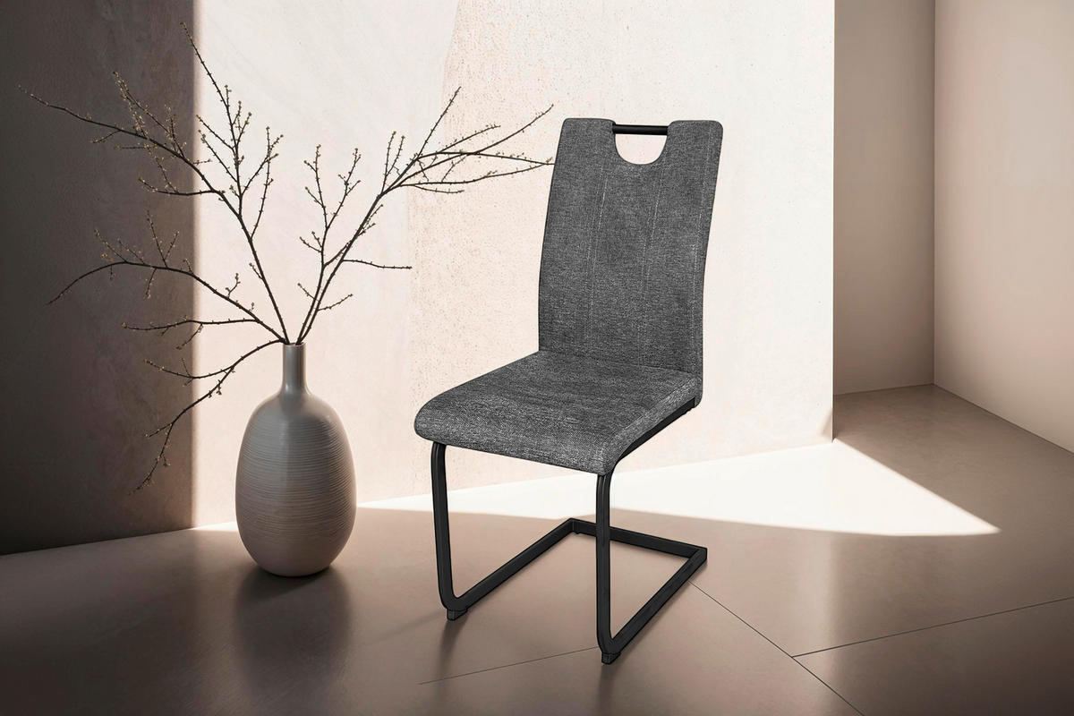 Stuhl BANFF 2er-Set. anthrazit Webstoff B/H/T: ca. 42x97x58 cm BANFF 2er-Set. - schwarz/anthrazit (42,00/97,00/58,00cm) - byLIVING