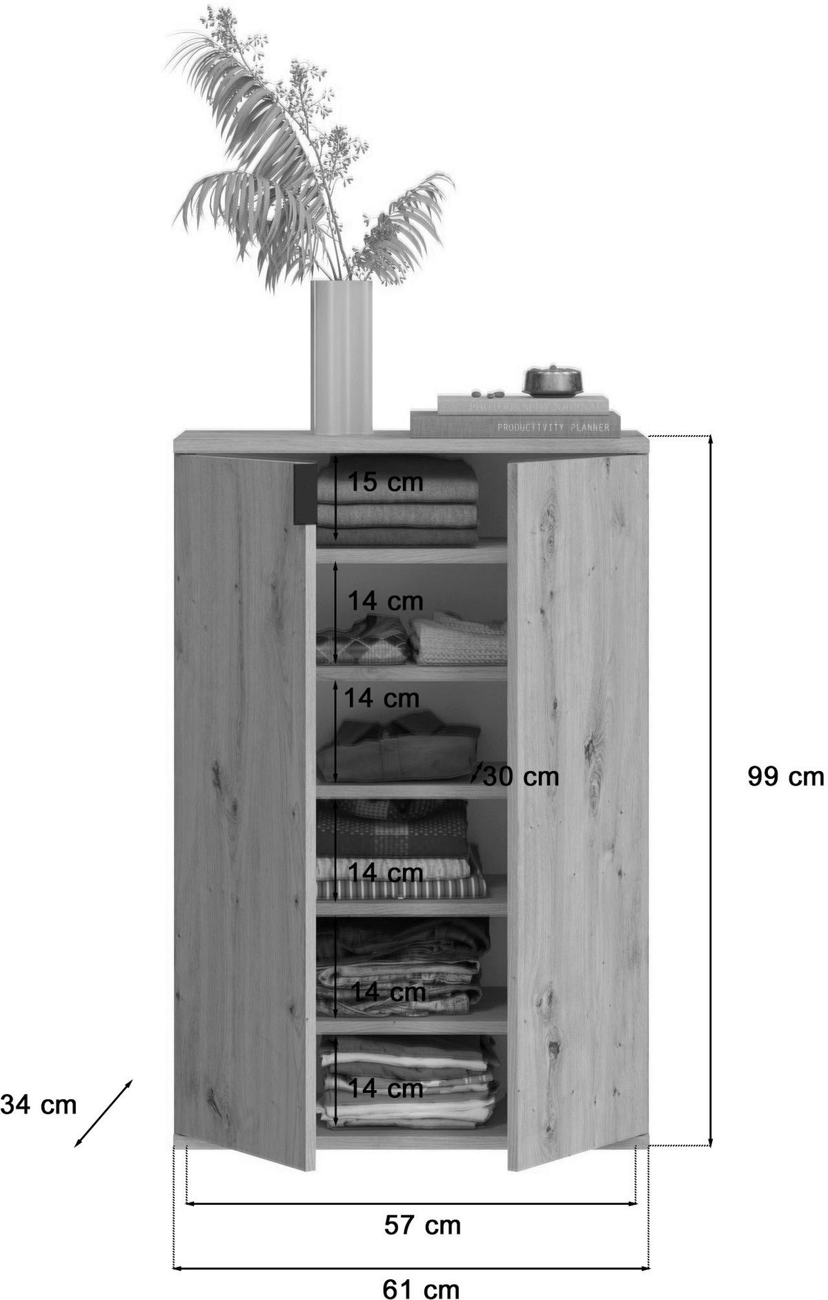 Garderobe PROJEKT Eiche Artisan Nachbildung B/H/T: ca. 183x99x34 cm PROJEKT - Eiche (183,00/99,00/34,00cm) - xonox.home