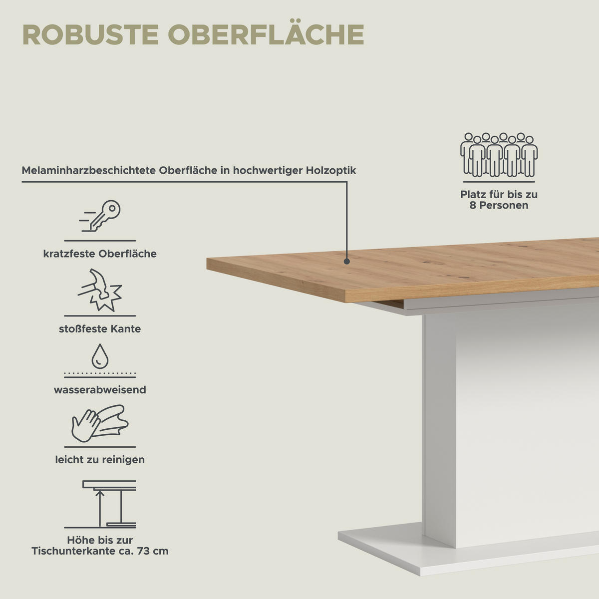 Esstisch MOTION weiß Artisan Nachbildung B/H/T: ca. 150x76x90 cm MOTION - weiß (150,00/76,00/90,00cm) - xonox.home