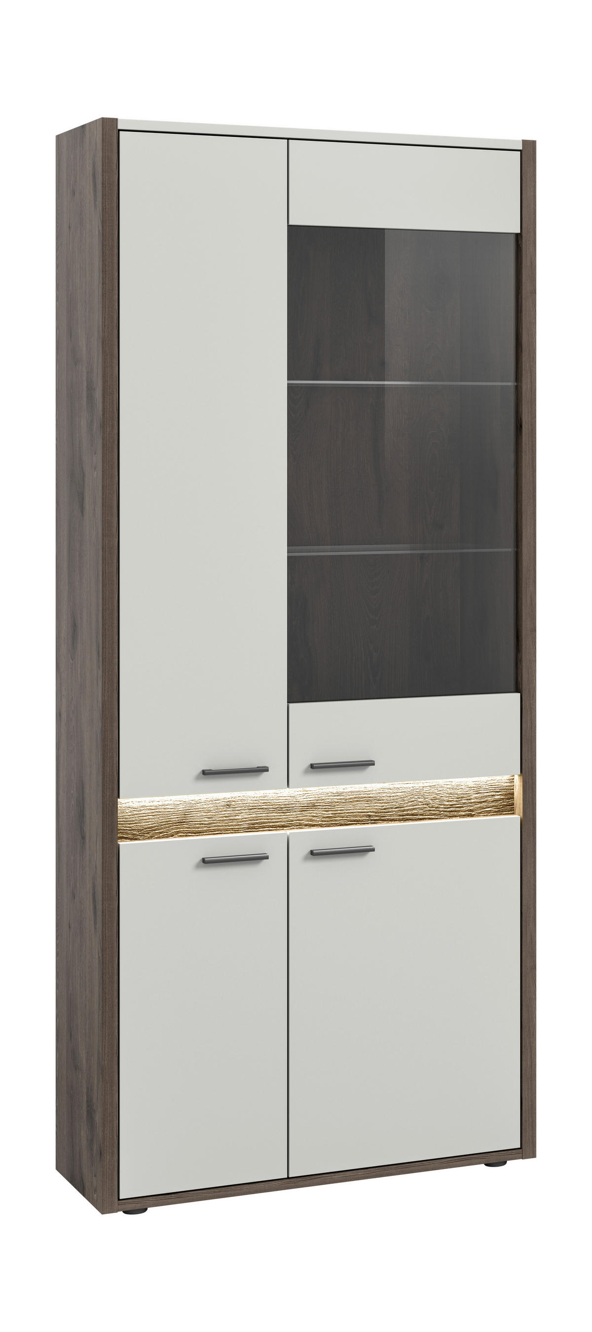Vitrine Falcona Nox Oak Nachbildung hellgrau B/H/T: ca. 82x198x37 cm Falcona - hellgrau (82,00/198,00/37,00cm) - xonox.home