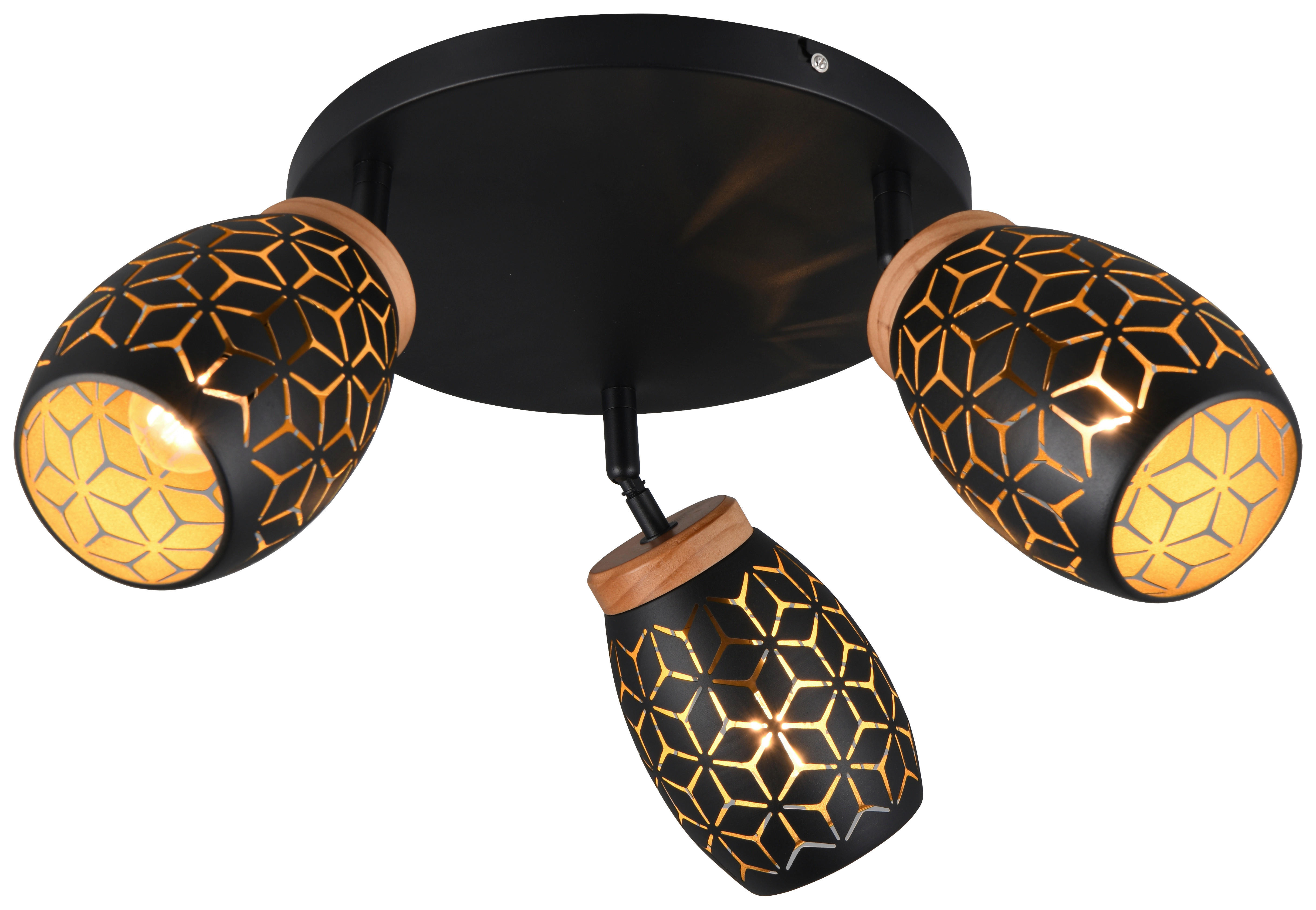 Reality Leuchten Spots schwarz gold Metall D: ca. 27 cm E14 3 Brennstellen Spot_Bidar_3 - gold/schwarz (27,00cm) - Reality Leuchten