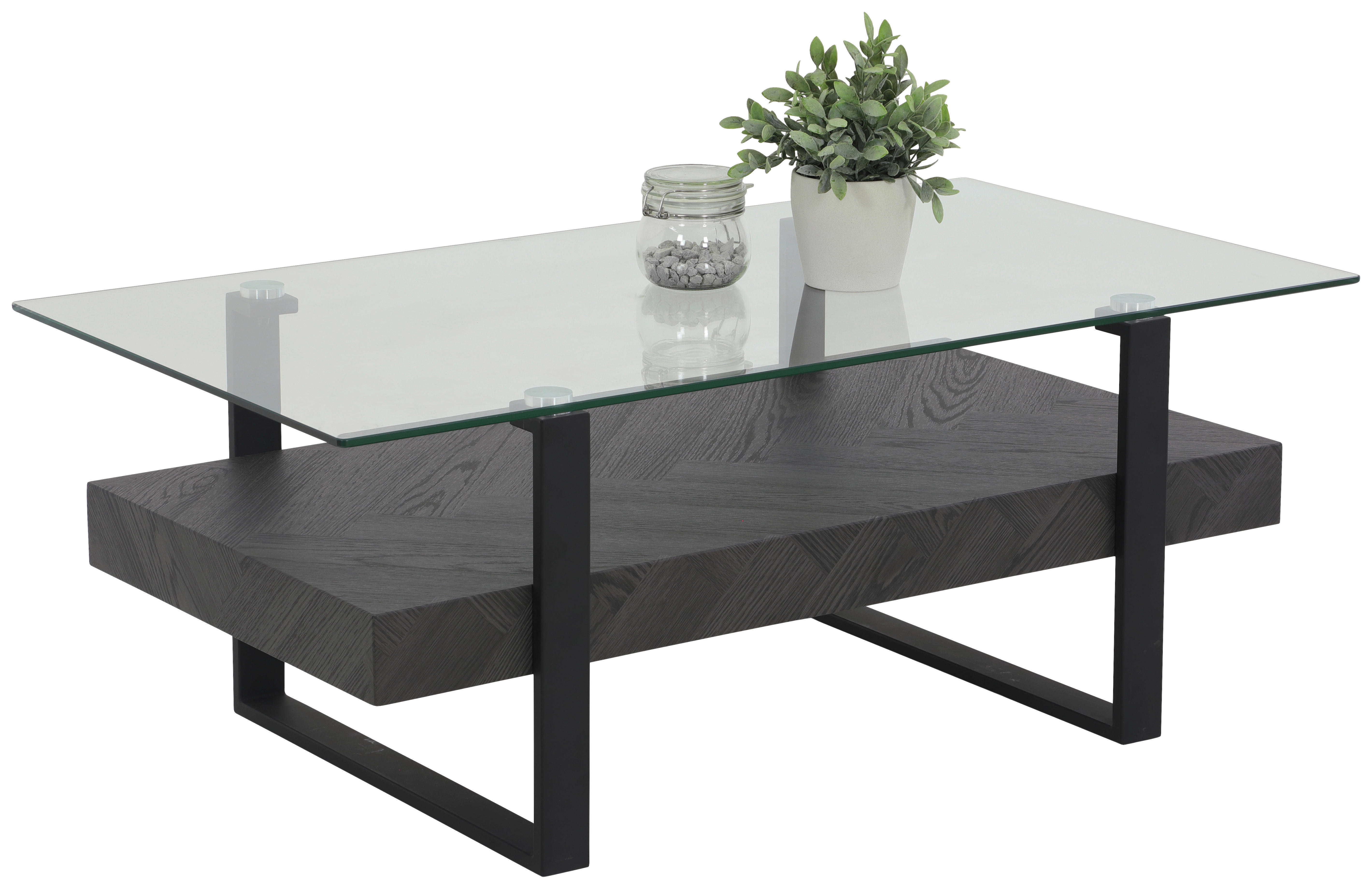 Couchtisch Konrad schwarz mattschwarz klar B/H/T: ca. 110x43x60 cm Konrad - klar/schwarz (110,00/43,00/60,00cm) - Hela