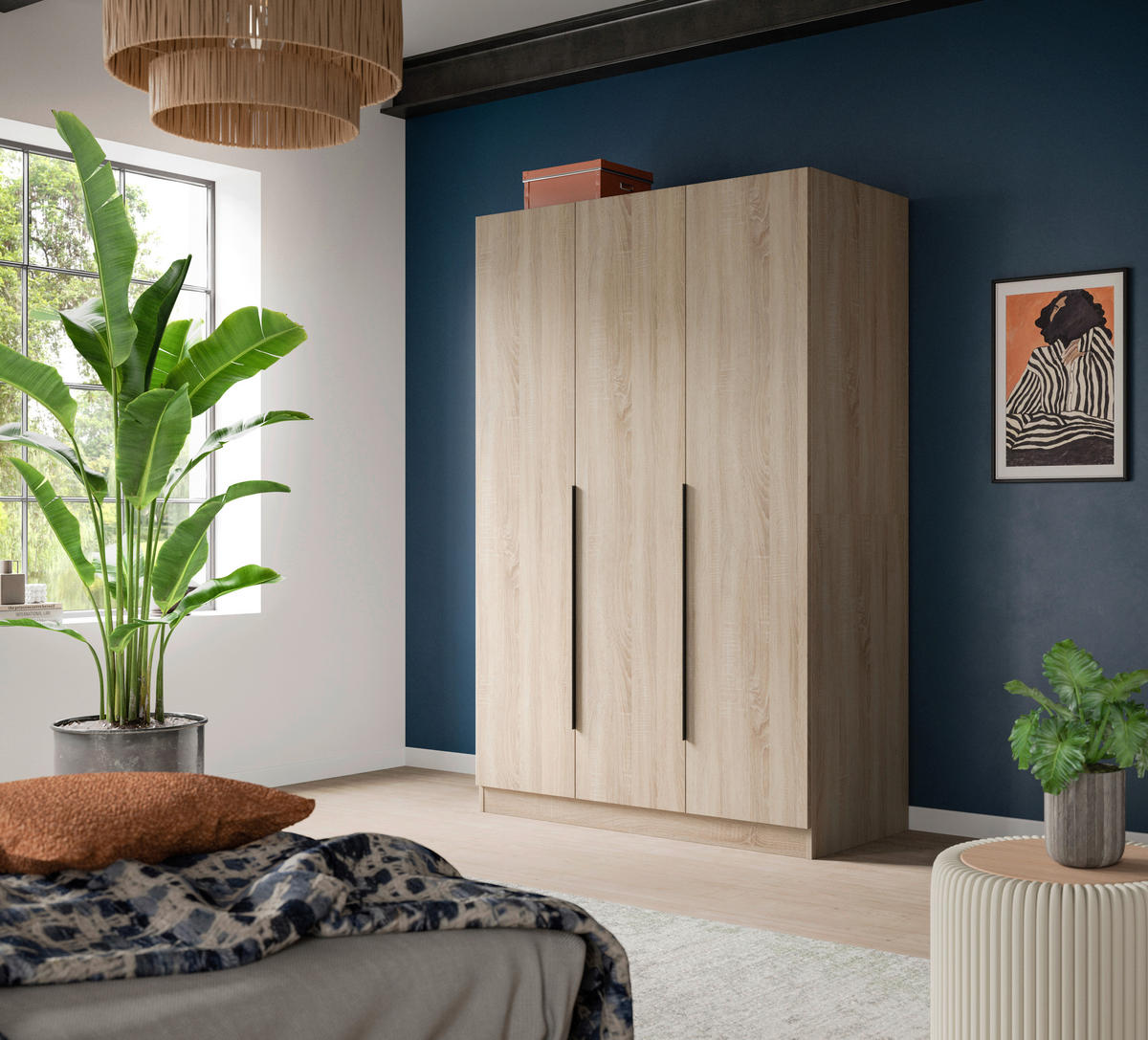 Kleiderschrank KOPENHAGEN Eiche Sonoma Nachbildung B/H/T: ca. 120x181x52 cm KOPENHAGEN - Eiche (120,00/181,00/52,00cm) - xonox.home