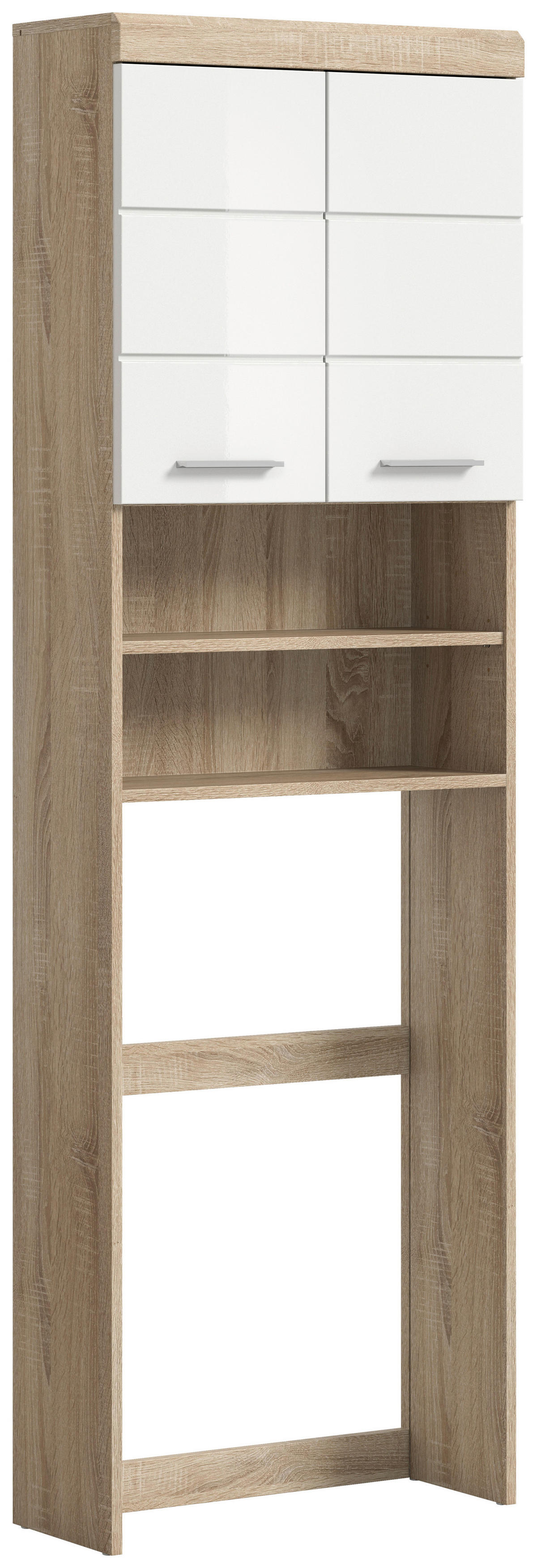 Waschmaschinenumbauschrank Lambada Eiche Sonoma Nachbildung weiß Hochglanz B/H/T: ca. 63x191x24 cm Lambada - Eiche/weiß (63,00/191,00/24,00cm) - xonox.home