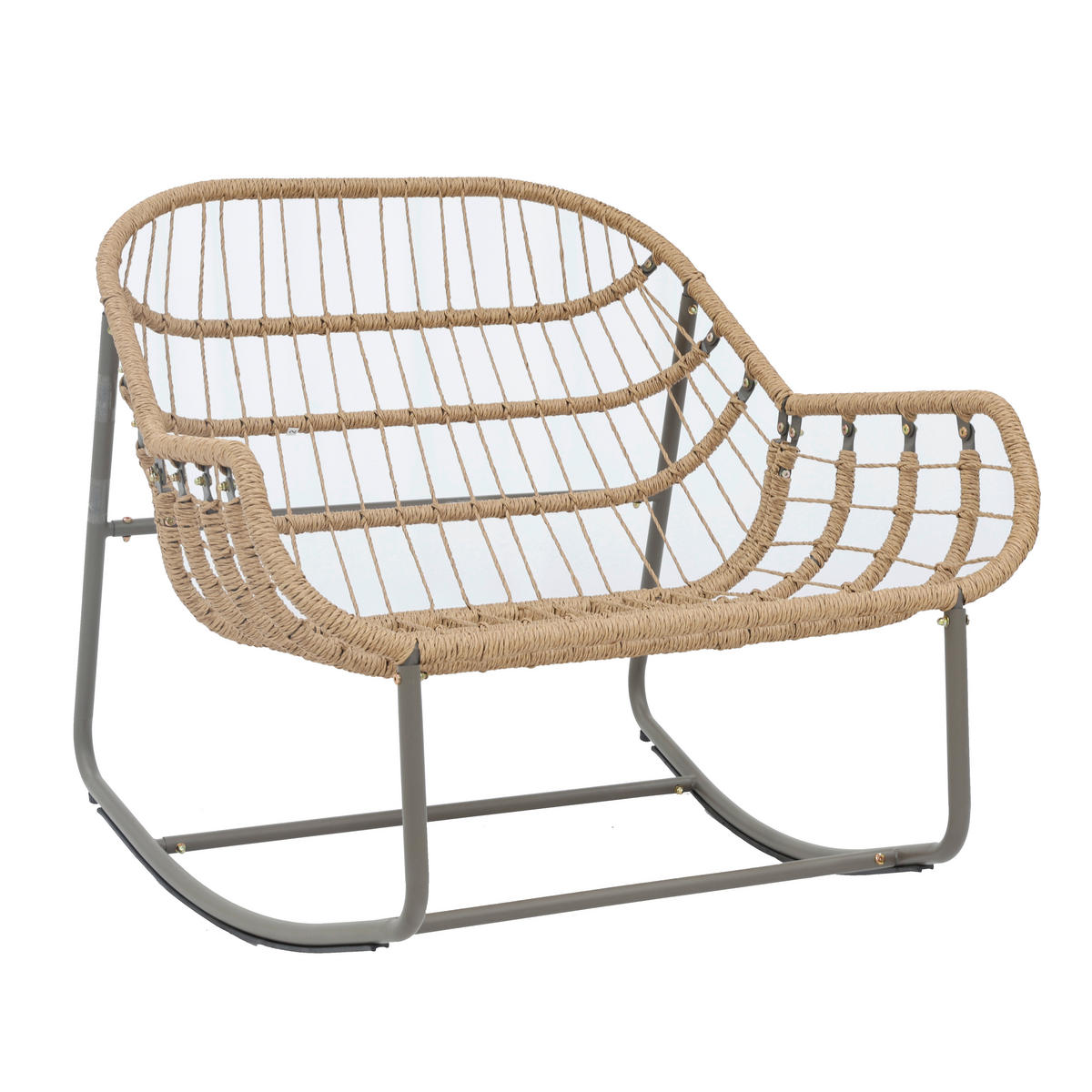 POCOline Gartenstuhl braun Stahl Schaukelstuhl_mit_Hocker - braun/beige - POCOline