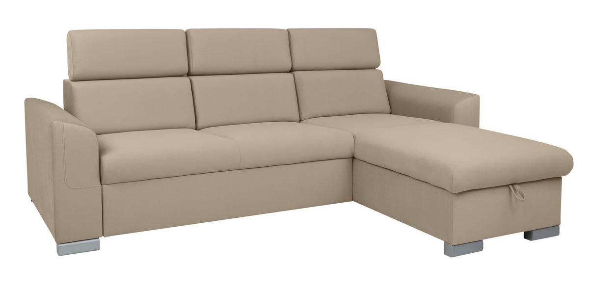 Ecksofa Evia braun Microfaser B/H/T: ca. 243x85x186 cm Evia - braun/silber (243,00/85,00/186,00cm)