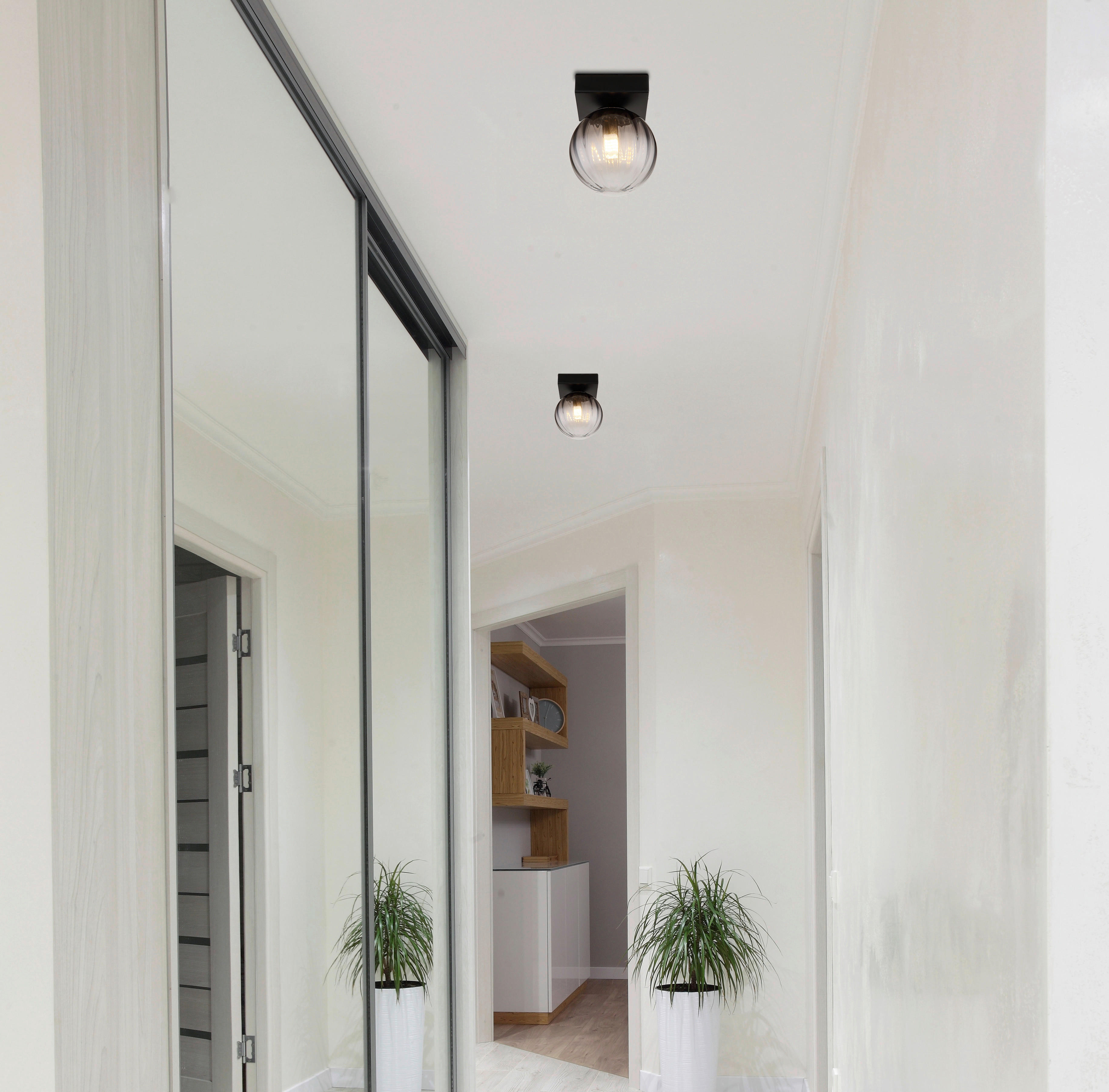 GLOBO Wandleuchte schwarz klar Metall H/D: ca. 15x12 cm 1 Brennstellen DALLERTA - klar/schwarz (12,00/15,00cm) - GLOBO