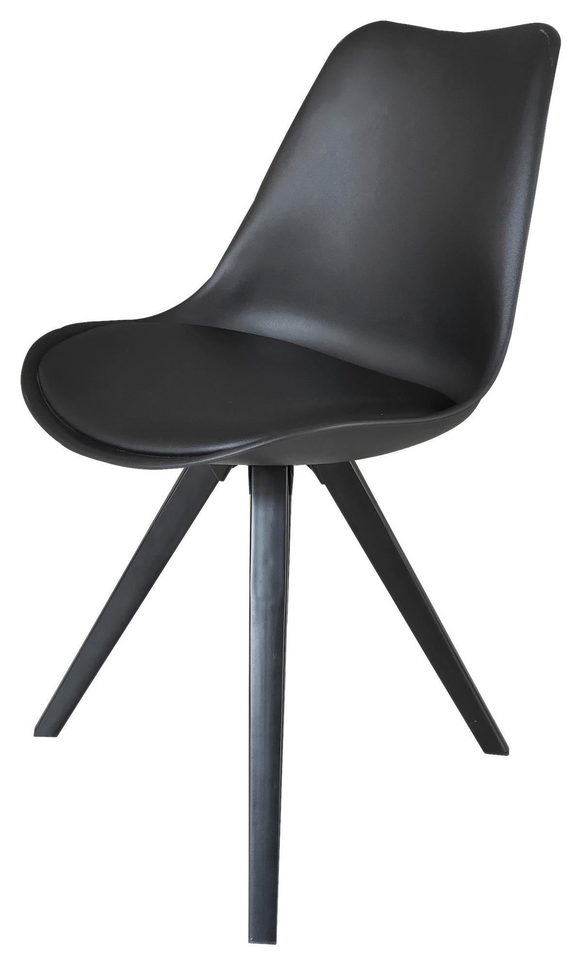 Stuhl KIRA  2er-Set schwarz schwarz schwarz Kunststoff Kunstleder Metall B/H/T: ca. 48x86x55,5 cm KIRA  2er-Set - schwarz (48,00/86,00/55,50cm) - byLIVING