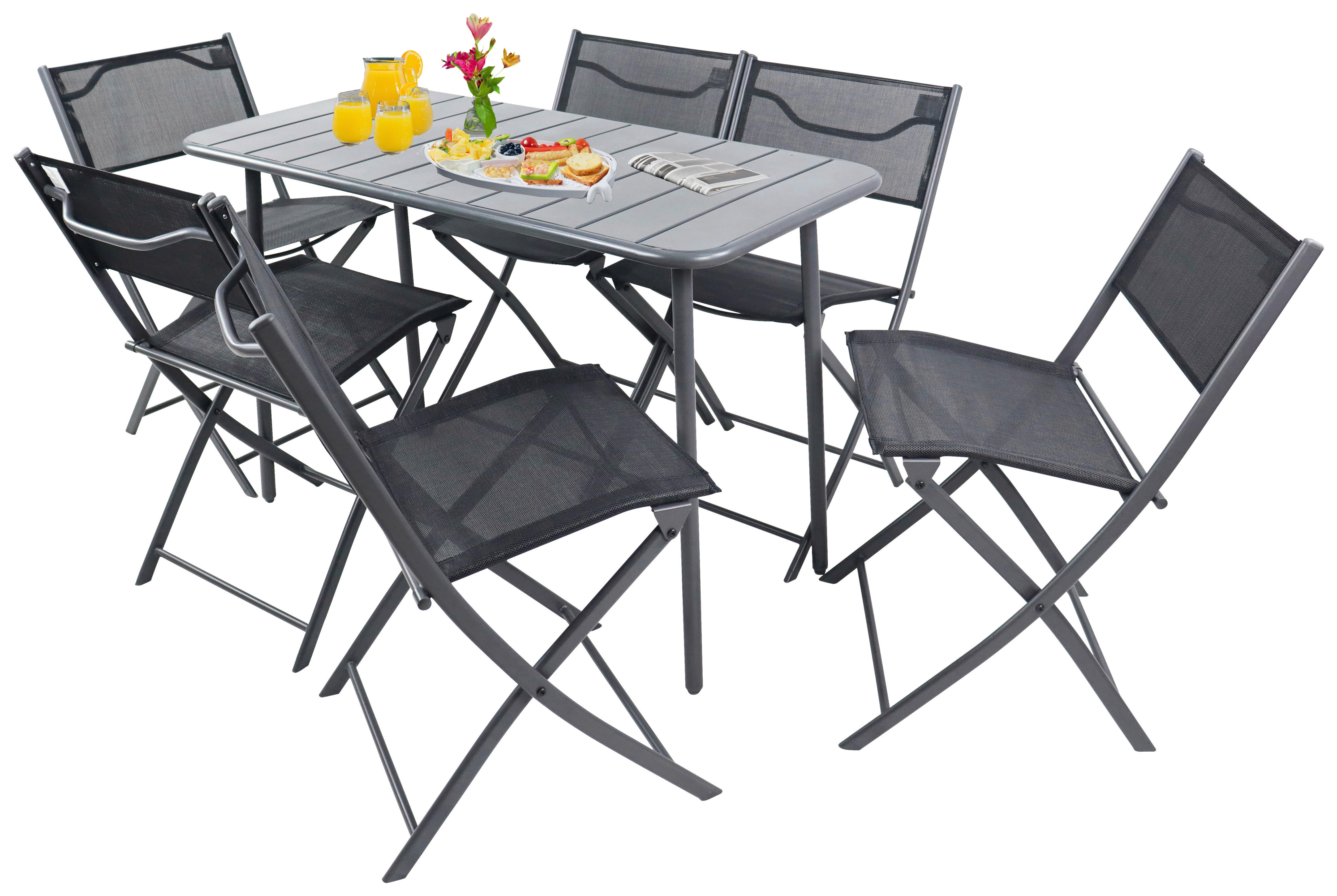 VCM Gartensitzgruppe Sumila schwarz Textilene B/H/L: ca. 45x79x46 cm Sumila - schwarz (46,00/45,00/79,00cm) - VCM