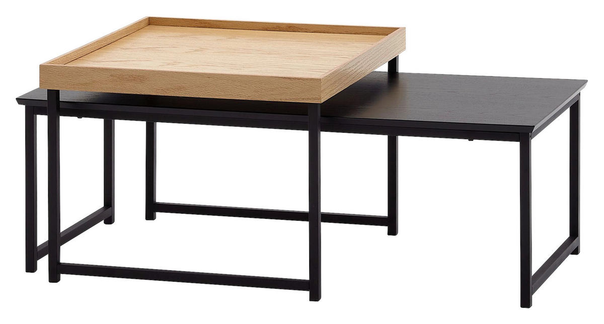 Couchtisch 2er-Set. schwarz B/H/T: ca. 60x45x110 cm 2er-Set. - schwarz (60,00/45,00/110,00cm) - Wohnling