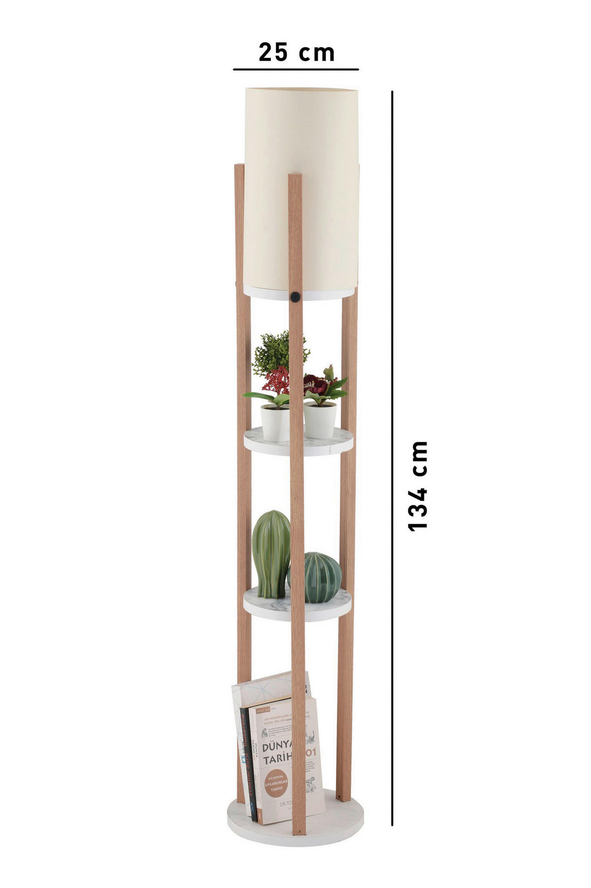 Opviq Stehleuchte weiß natur MDF B/H/L: ca. 21x135x21 cm E27 1 Brennstellen Circle Nora - weiß/natur (21,00/21,00/135,00cm) - Opviq