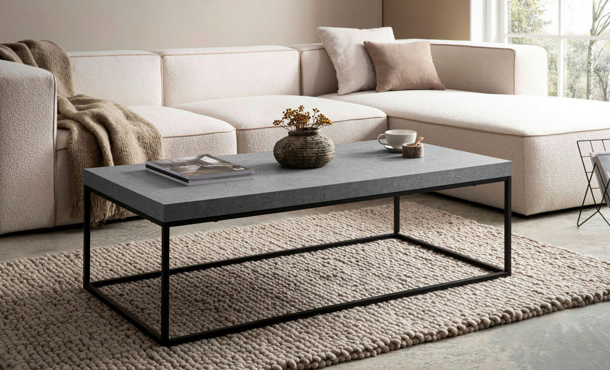 Couchtisch Beton Optik B/H/T: ca. 120x38x60 cm Couchtisch - Beton (120,00/38,00/60,00cm) - Wohnling