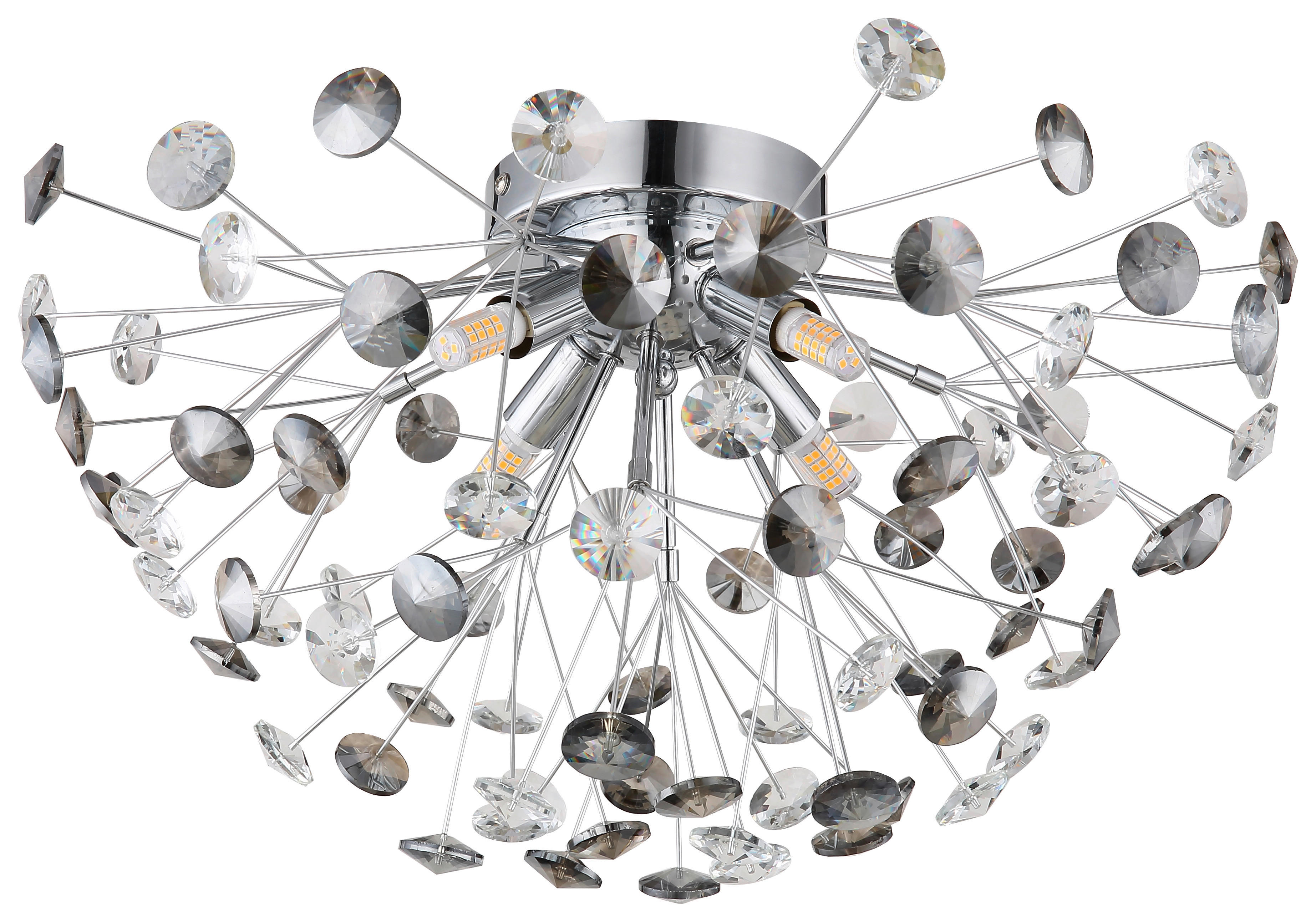 GLOBO LED-Deckenleuchte Rauch Chrom Metall H/D: ca. 25x45 cm 4 Brennstellen KATRINA - Chrom/Rauch (45,00/25,00cm) - GLOBO