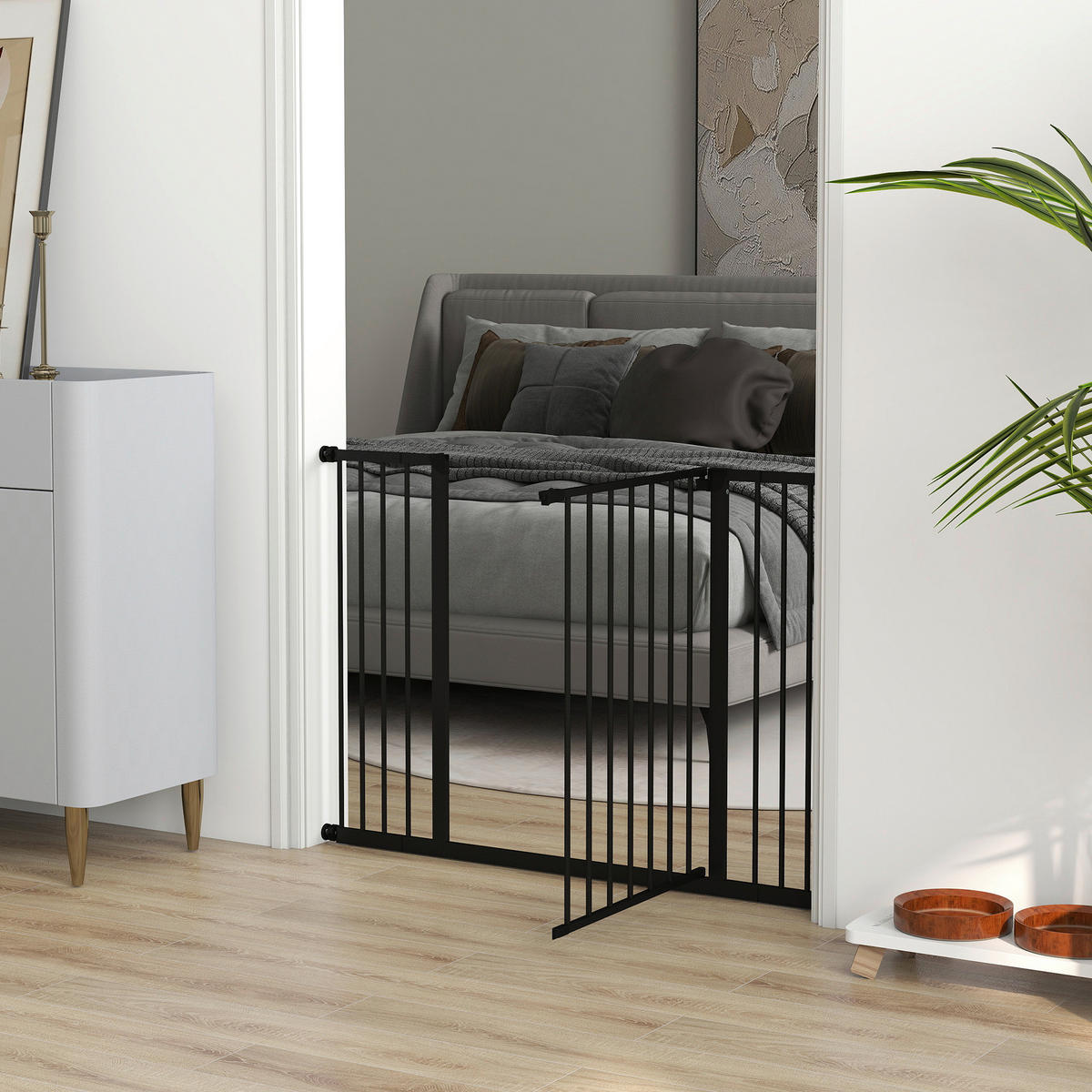 PawHut Türschutzgitter schwarz Kunststoff B/H/L: ca. 2x76x107 cm Türschutzgitter - schwarz (107,00/2,00/76,00cm) - PawHut