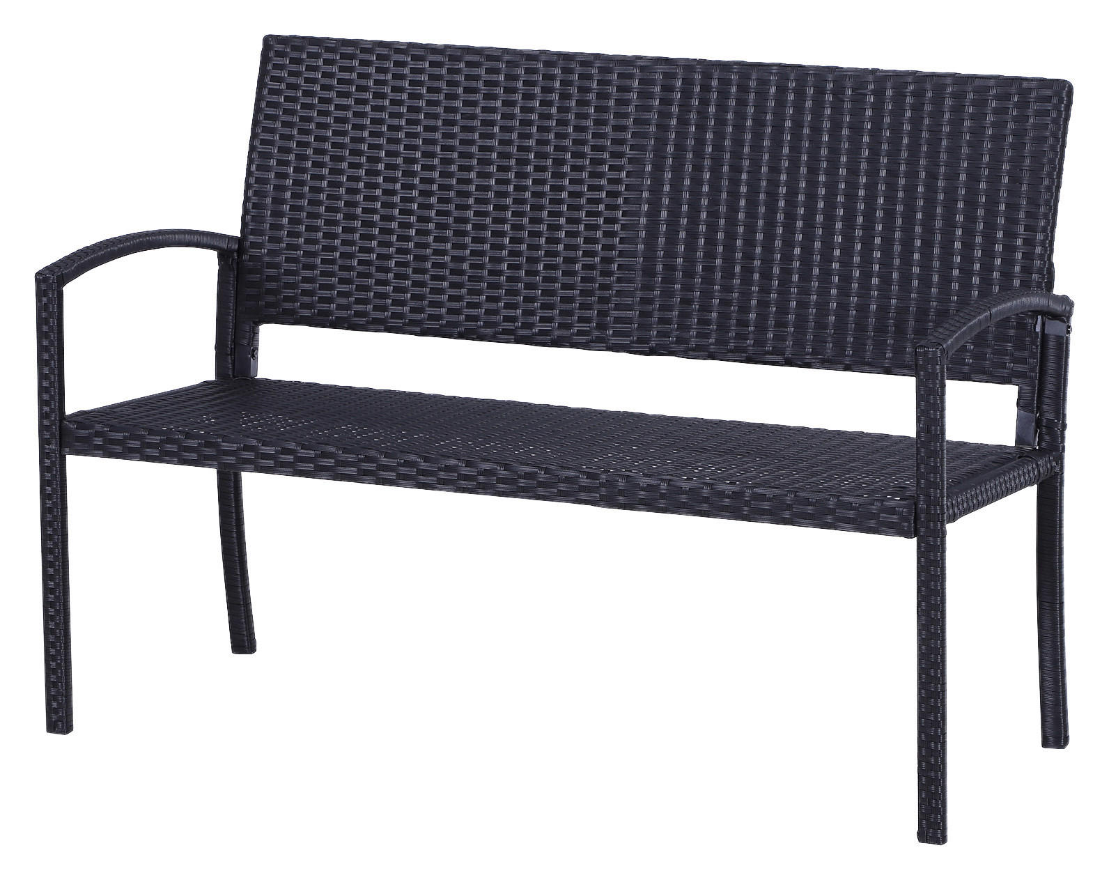 Outsunny Gartenbank schwarz Stahl B/H/L: ca. 60x87x122 cm Polyrattan_Gartenbank - schwarz (122,00/60,00/87,00cm) - Outsunny