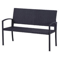 Outsunny Gartenbank schwarz Stahl B/H/L: ca. 60x87x122 cm Polyrattan_Gartenbank - schwarz (122,00/60,00/87,00cm) - Outsunny