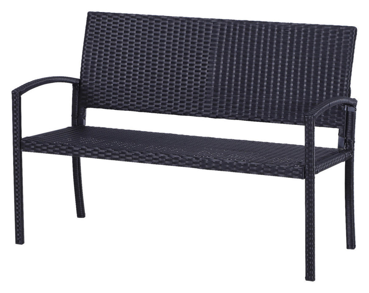 Outsunny Gartenbank schwarz Stahl B/H/L: ca. 60x87x122 cm Polyrattan_Gartenbank - schwarz (122,00/60,00/87,00cm) - Outsunny