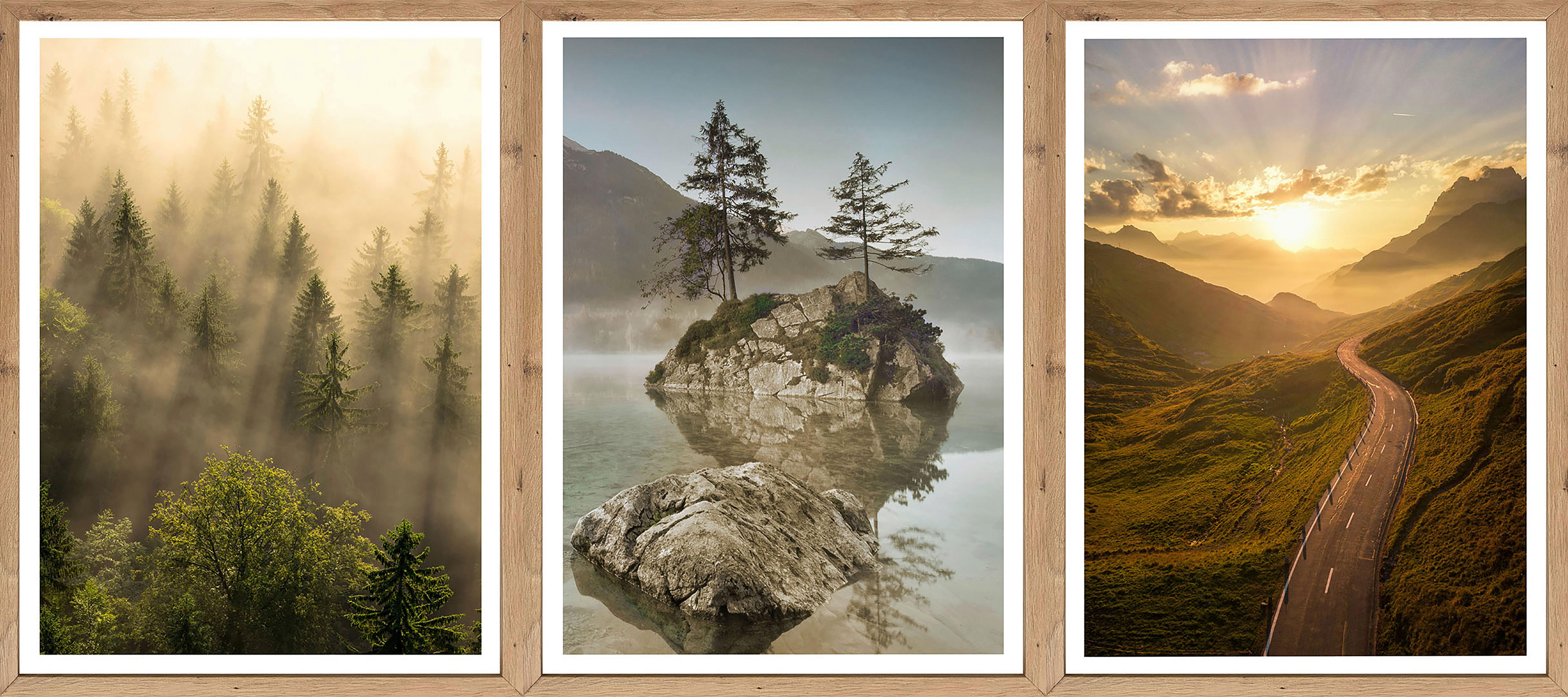Gerahmtes Bild Berge B/H: ca. 30x40 cm Bilderset_Cheb_3tlg. - (30,00/40,00cm)