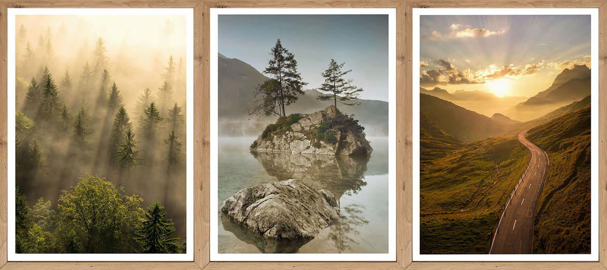 Gerahmtes Bild Berge B/H: ca. 30x40 cm Bilderset_Cheb_3tlg. - (30,00/40,00cm)