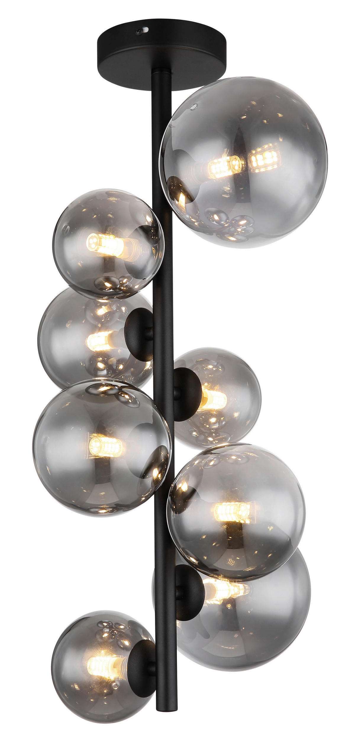 GLOBO Deckenleuchte schwarz Metall H/D: ca. 60x28 cm G9 8 Brennstellen RIHA - schwarz (28,00/60,00cm) - GLOBO