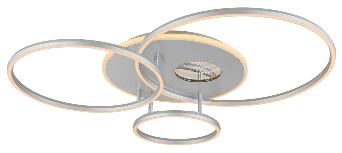 GLOBO Deckenleuchte Opal silber Acryl Aluminium Kunststoff B/H/L: ca. 70x13x90 cm 1 Brennstellen Invertina - Opal/silber (90,00/70,00/13,00cm) - GLOBO