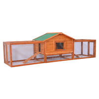 PawHut Kaninchenstall braun Holz B/H/L: ca. 68x87x310 cm Kaninchenstall - braun/grün (310,00/68,00/87,00cm) - PawHut