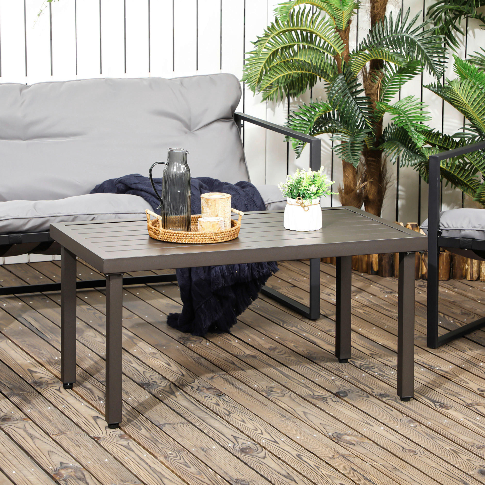 Outsunny Beistelltisch Beistelltisch - braun (91,00/51,00/46,00cm) - Outsunny